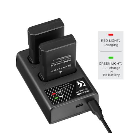 K&F Concept KF28.0020 - zestaw, 2x zamiennik akumulatora EN-EL14, ładowarka dwukanałowa z USB-C_Przykład użycia_2